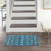 2' x 3' Blue and Orange Geometric Dhurrie Polypropylene Area Rug