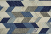 2' x 3' Blue Ivory and Gray Wool Geometric Tufted Handmade Area Rug