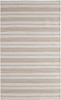 2' x 3' Ivory and Taupe Striped Dhurrie Hand Woven Stain Resistant Area Rug
