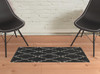2' x 3' Charcoal and Grey Geometric Shag Power Loom Stain Resistant Area Rug