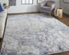 2' x 3' Ivory and Blue Abstract Power Loom Distressed Area Rug