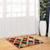 2' x 3' Red Blue Quatrefoil Power Loom Distressed Stain Resistant Area Rug