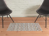 2' x 3' Tan Taupe and Ivory Geometric Power Loom Stain Resistant Area Rug