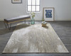 2' x 3' Ivory Gray and Gold Abstract Stain Resistant Area Rug