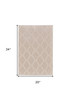 2' x 3' Ivory and Tan Geometric Stain Resistant Area Rug