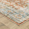 2' x 3' Rust Blue Ivory and Gold Oriental Printed Stain Resistant Non Skid Area Rug