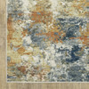 2' x 3' Teal Blue Orange Gold Grey Tan Brown and Beige Abstract Printed Non Skid Area Rug