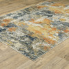 2' x 3' Teal Blue Orange Gold Grey Tan Brown and Beige Abstract Printed Non Skid Area Rug