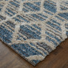 2' x 3' Blue and Ivory Geometric Power Loom Stain Resistant Area Rug