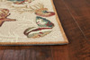 2' x 3' Beige Hand Hooked Sea Shells Indoor Accent Rug