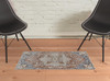 2' x 3' Orange Ivory and Blue Floral Power Loom Area Rug with Fringe