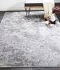 2' x 3' Silver Gray and White Abstract Stain Resistant Area Rug