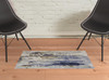 2' x 3' Blue Orange and Ivory Abstract Power Loom Area Rug