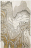 2' x 3' Gold Ivory and Gray Abstract Stain Resistant Area Rug