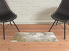 2' x 3' Gold Ivory and Gray Abstract Stain Resistant Area Rug