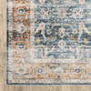 2' x 3' Blue Rust Gold and Olive Oriental Printed Stain Resistant Non Skid Area Rug