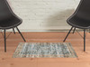 2' x 3' Blue Rust Gold and Olive Oriental Printed Stain Resistant Non Skid Area Rug