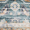 2' x 3' Blue Rust Gold and Olive Oriental Printed Stain Resistant Non Skid Area Rug