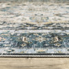 2' x 3' Blue Ivory Teal Brown and Gold Oriental Printed Stain Resistant Non Skid Area Rug