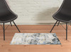 2' x 3' Gray & Ivory Abstract Printed Stain Resistant Non Skid Area Rug