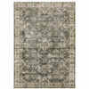 2' x 3' Ivory and Blue Oriental Printed Stain Resistant Non Skid Area Rug