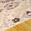 2' x 3' Ivory Gray and Olive Floral Stain Resistant Area Rug