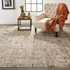 2' x 3' Taupe Ivory and Gray Abstract Distressed Area Rug with Fringe