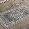 2' x 4' Grey and Ivory Oriental Power Loom Non Skid Area Rug