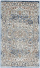 2' x 4' Ivory and Blue Oriental Power Loom Non Skid Area Rug