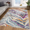 2' x 4' Blue and Gold Camouflage Dhurrie Area Rug