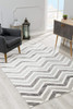 2' x 4' Gray Chevron Dhurrie Area Rug