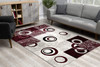 2' x 4' Red Abstract Dhurrie Area Rug