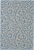 2' x 4' Blue Ivory and Tan Floral Distressed Stain Resistant Area Rug