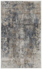 2' x 4' Blue and Beige Abstract Power Loom Distressed Non Skid Area Rug