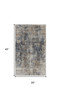 2' x 4' Blue and Beige Abstract Power Loom Distressed Non Skid Area Rug
