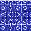 2' x 4' Cobalt Blue and White Geometric Washable Non Skid Area Rug