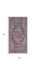 2' x 4' Red Oriental Power Loom Distressed Washable Area Rug