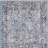 2' x 4' Light Grey and Blue Oriental Power Loom Distressed Washable Area Rug