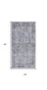 2' x 4' Light Grey and Blue Oriental Power Loom Distressed Washable Area Rug