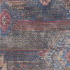 2' x 4' Red and Blue Southwestern Power Loom Distressed Washable Area Rug