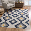 2' x 5' Blue Ikat Kilim Area Rug