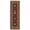 2' x 6' Red Black Ivory and Brown Oriental Power Loom Runner Rug with Fringe