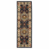 2' x 6' Blue Ivory Machine Woven Medallion Indoor Runner Rug