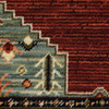 2' x 6' Red Blue Orange and Ivory Oriental Power Loom Runner Rug with Fringe