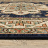 2' x 6' Navy Charcoal Orange Rust Gold Pale Blue Olive Beige & Salmon Oriental Power Loom Rug