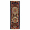 2' x 6' Red Blue Machine Woven Oriental Indoor Runner Rug