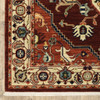 2' x 6' Red Ivory Orange and Blue Oriental Power Loom Runner Rug with Fringe