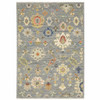 2' x 6' Grey Ivory Gold Salmon Red Blue and Green Oriental Power Loom Runner Rug