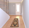 2' x 6' Black Orange and Beige Oriental Power Loom Runner Rug with Fringe