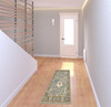 2' x 6' Blue Grey Gold Green Pink Orange Ivory and Red Oriental Power Loom Runner Rug